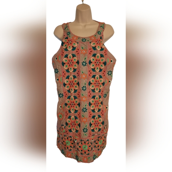 Anthropologie Dresses & Skirts - Anthropologie Floral Asymmetrical Dress - Orange and Green